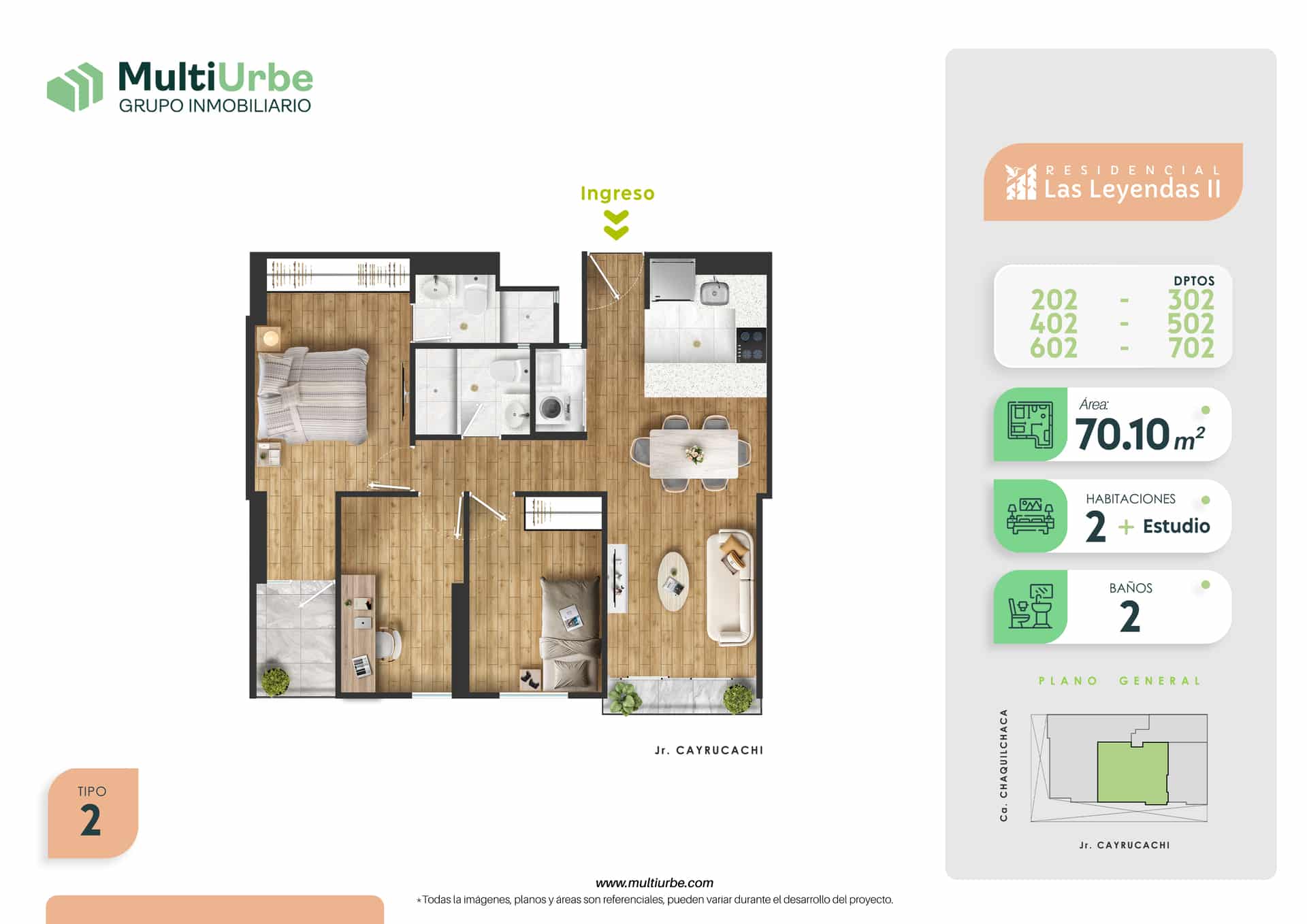 Plano de un departamento en preventa de MultiUrbe.